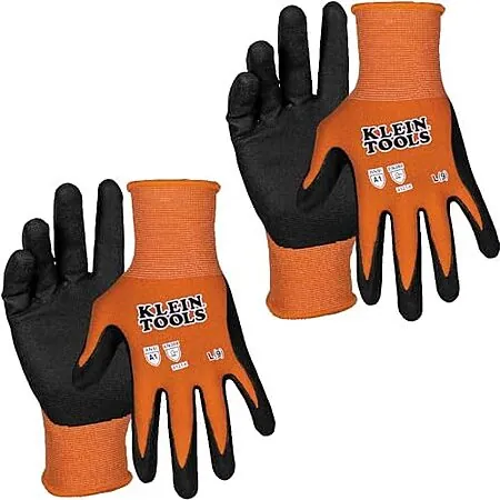2-Pairs KLEIN TOOLS Knit Dipped Cut Resistant A1 Nitrile Coated Work Gloves (XL)