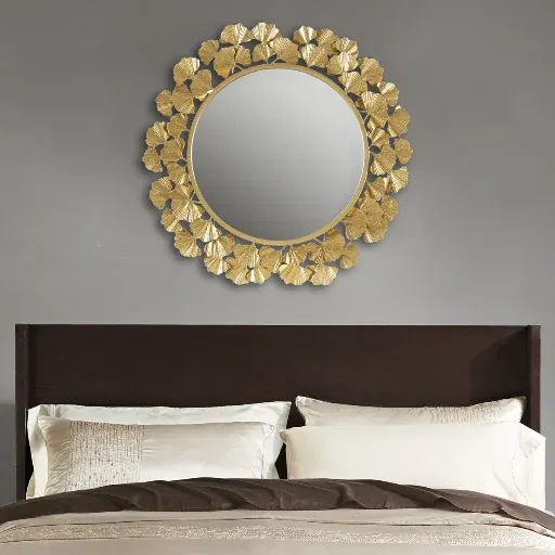 Martha Stewart Eden Ginkgo Leaf Round Wall Mirror