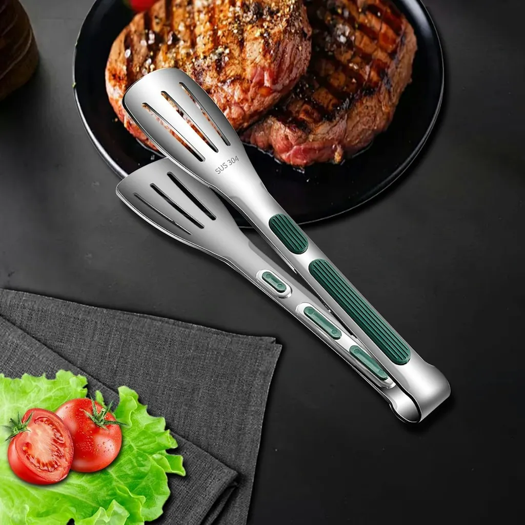 9" Stainless Steel Kitchen Tongs