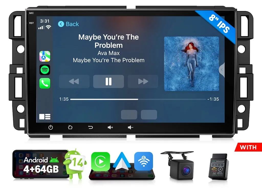 Eonon 8" Android 14 Car Stereo w/ Apple CarPlay & GPS