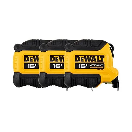 3-Pk DeWALT 16' x 1-1/8" Tape Measure w/ Integrated Finger Brake