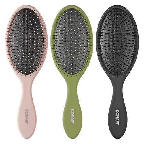 Conair Detangling Hair Brush 3-Pack (Evergreen/Blush Pink/Black)
