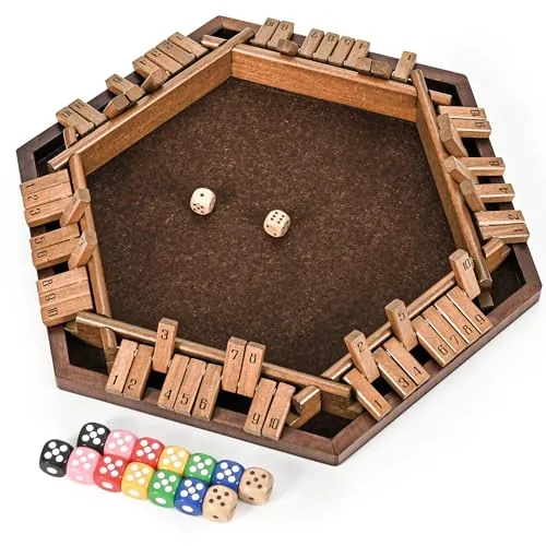 6-Way Wooden Dice Shut The Box Game