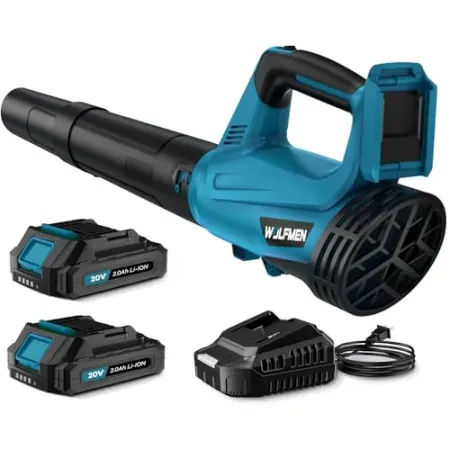 WOLFMEN Electric Cordless Leaf Blower w/ 2 Batteries and Charger