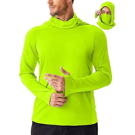 PINSPARK Men's UPF 50+ Long Sleeve Sun Hoodie w/ Mask (Various)