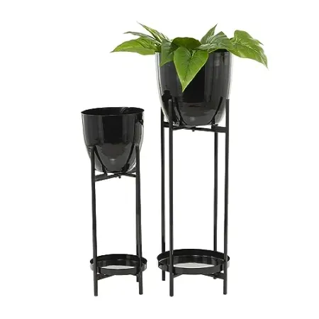 Set-of-2 Deco 79 CosmoLiving by Cosmopolitan Metal Planter w/ Stand