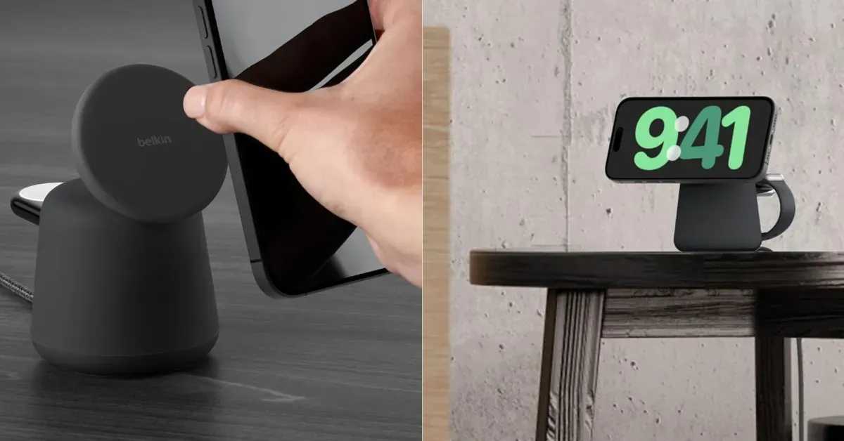 Belkin’s 2-in-1 MagSafe charging dock in black