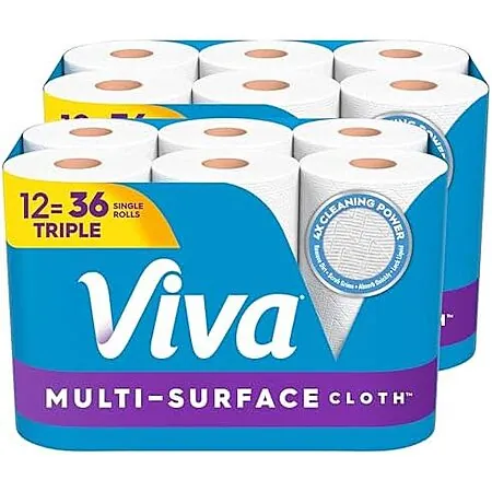 12-Pk 165-Sheets Viva Multi-Surface Cloth Triple Roll Paper Towels