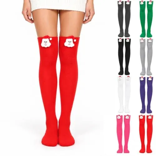 Christmas Thigh High Socks Over Knee Holiday Stockings