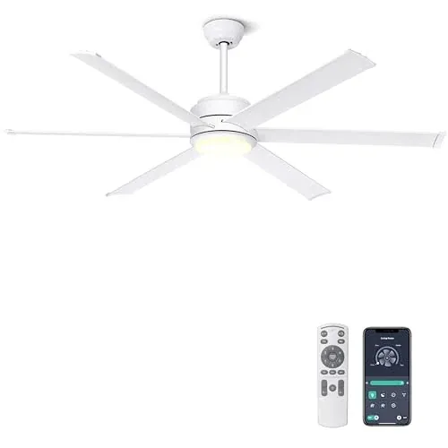 Ohniyou 60" Industrial DC Motor Ceiling Fan w/ Dimmable 3CCT Light & Remote/App Control