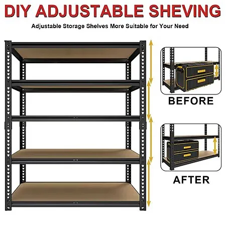Select Accounts: 5-Shelf HAGOO Garage Storage Unit (72" H x 40" W x 20" D)