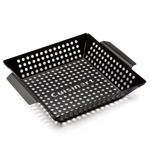 Cuisinart 11" x 11" Non-Stick Grill Wok, Perforated BBQ Grill Basket for Grilling Veggies, Meat & Stir-Fry, Outdoor Grilling Basket for Charcoal and Gas Grills