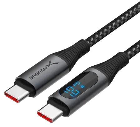3.3' Sabrent 100W USB-C Charging Cable w/ Smart Display