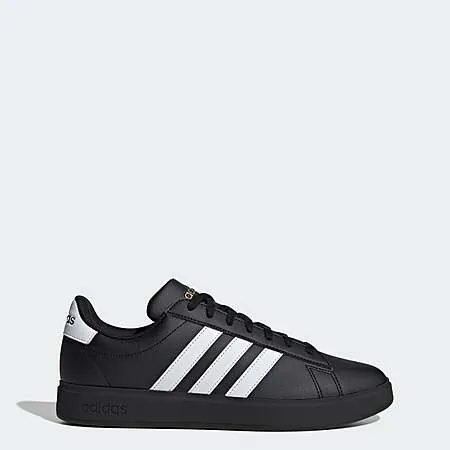 adidas Men's Grand Court Shoes (Core Black / Cloud White / Gold Metallic)