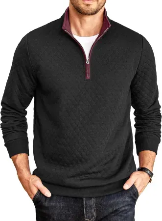 COOFANDY Men's Quilted Quarter Zip Pullover
