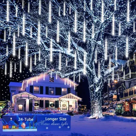 30' Aokudoni 24-Tube 576-LED Meteor Shower Christmas Lights