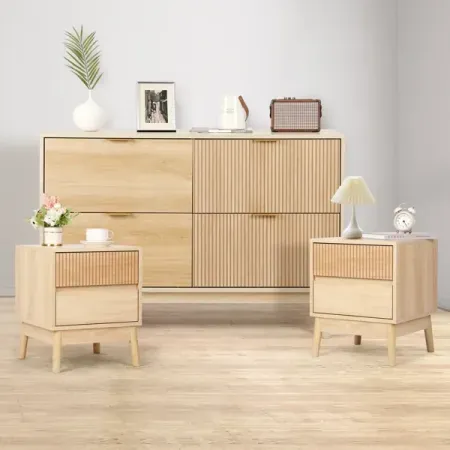 George Oliver Bedroom Set w/ 2x Nightstands & Chest Of Dresser