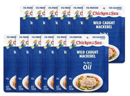 12-Pack 2.5oz Chicken of the Sea Wild Caught Mackerel in Oil Packets