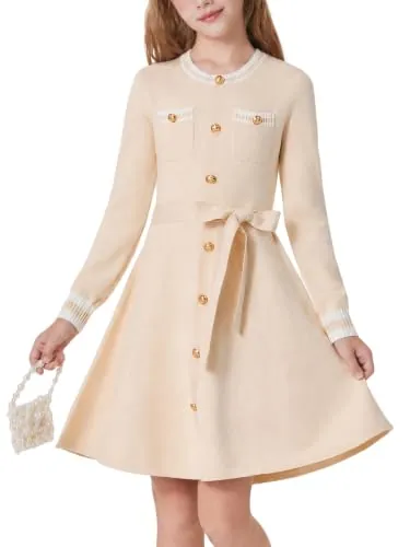 Dolxico Girls Long-Sleeve Knit Sweater Dress