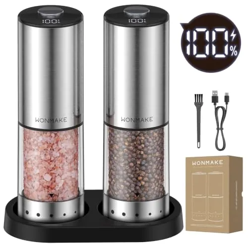 WONMAKE Electric Salt & Pepper Grinder Set 2-Pack