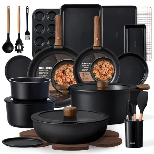 CAROTE 31-Piece Non Stick Detachable Handle Cookware Set
