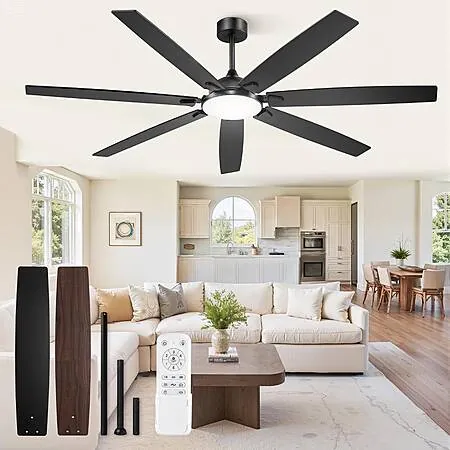 Fanbulous 72" 6-Speed Ceiling Fan w/ Lights, Reversible Blades, & Remote Control (Black)