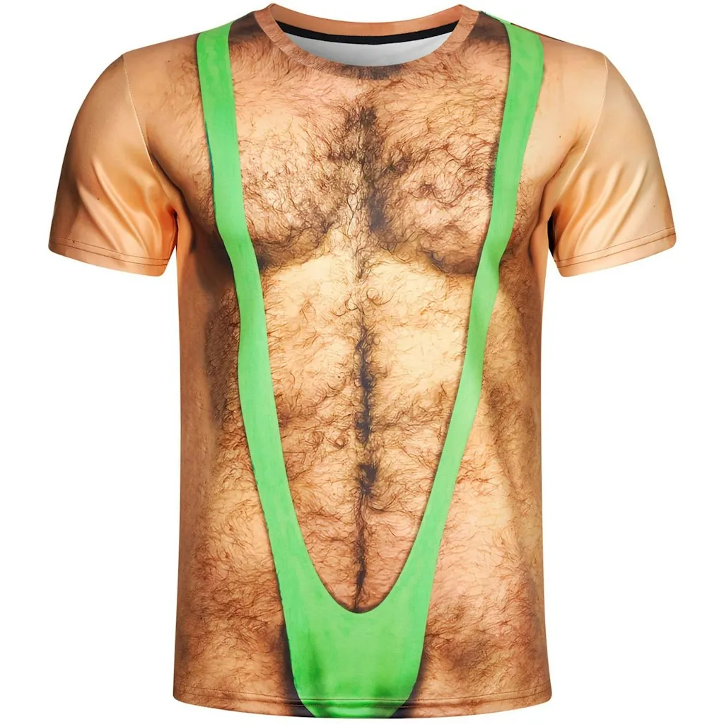 Goodstoworld Unisex 3D Fake Abs Printed Short Sleeve Novelty T-Shirt (Large)