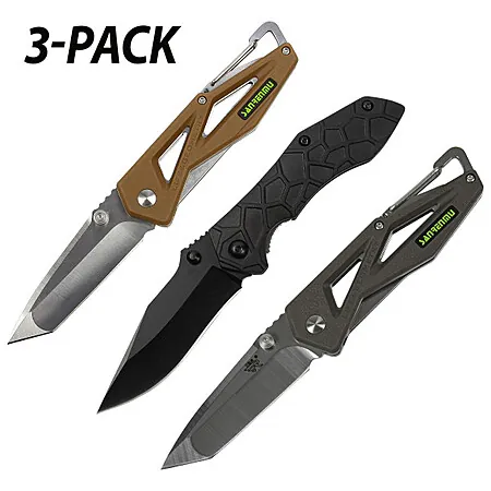 3-Pk Sanrenmu Folding Pocket Knives (Vol. 12)