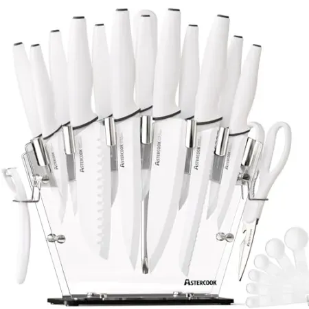 22-Piece Astercook Knife Set w/ Clear Block & Sharpener