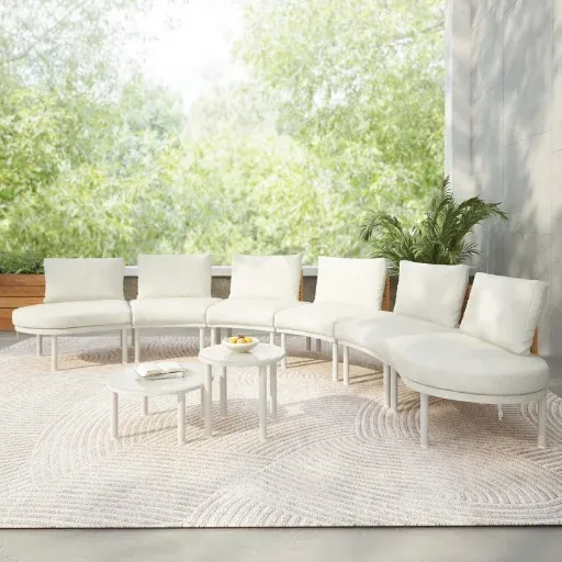 Ebern Designs Perica 8-Piece Curved Outdoor Sectional Set