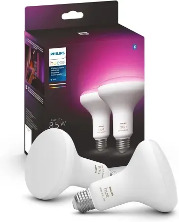 2-Pack Philips Hue BR30 85W White & Color Smart LED Light Bulbs
