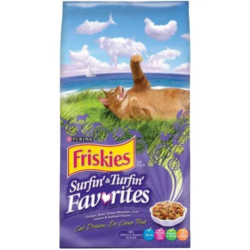 Friskies Feline Favorites Surfin & Turfin Dry Cat Food 3.15 lbs