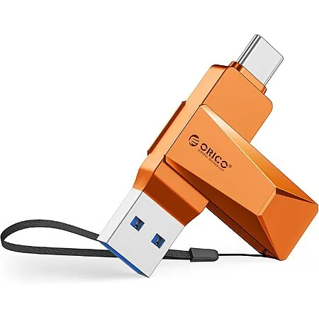 128GB ORICO 2-in-1 USB-C / USB-A Flash Drive w/ Metal Housing (Orange)