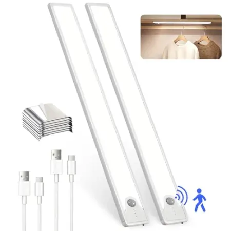 2-Pack SUNLINKCO 83-LED 16" Rechargeable Magnetic Motion Sensor Lights