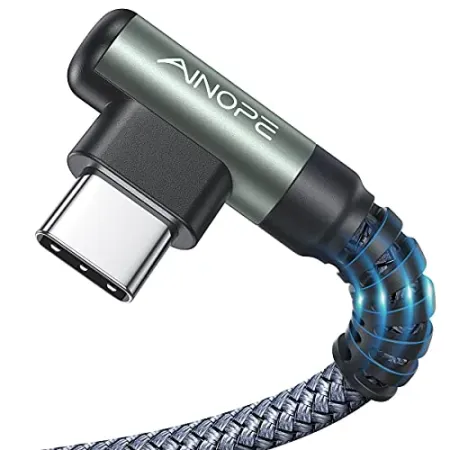 2-Pack 6.6' AINOPE USB-A to USB-C 3.1A Right Angle Fast Charging Cable