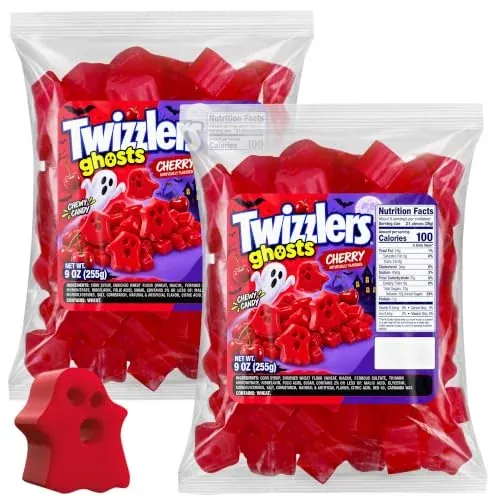 Spooky Twizzlers Licorice Ghost Candy, 2-Pack (9oz Bags)