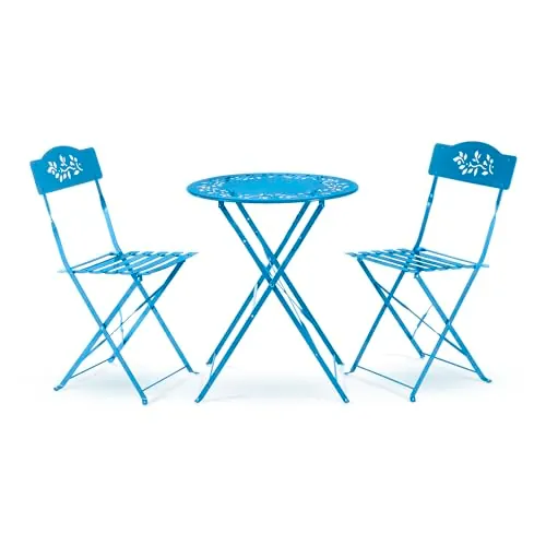 Alpine Corporation 3-Piece Bistro Set with Folding Table and 2 Chairs