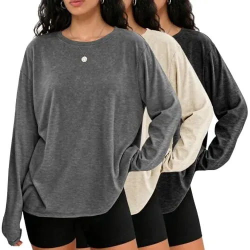 3 Pack Oversized Long Sleeve T Shirts