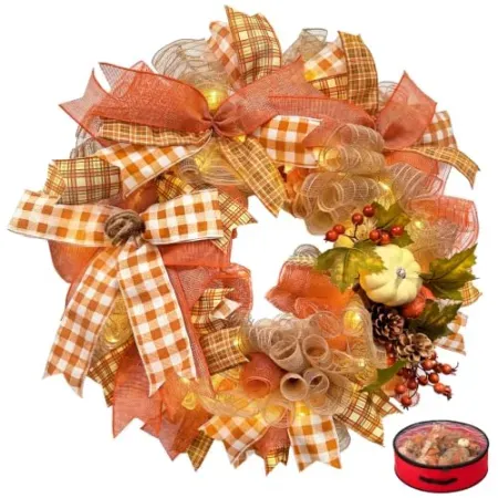 Presentastic 24" Pumpkin Autumn Wreath Fall Wreath