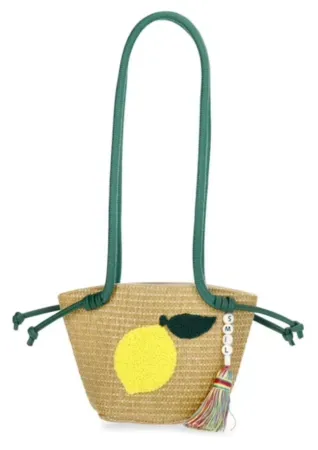 Wonder Nation Girls Lemon Straw Crossbody Bag