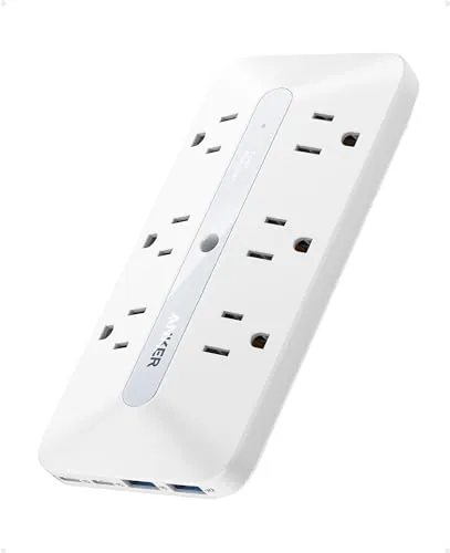 Anker 10-in-1 Power Strip with 6 AC, 2 USB A, 2 USB C