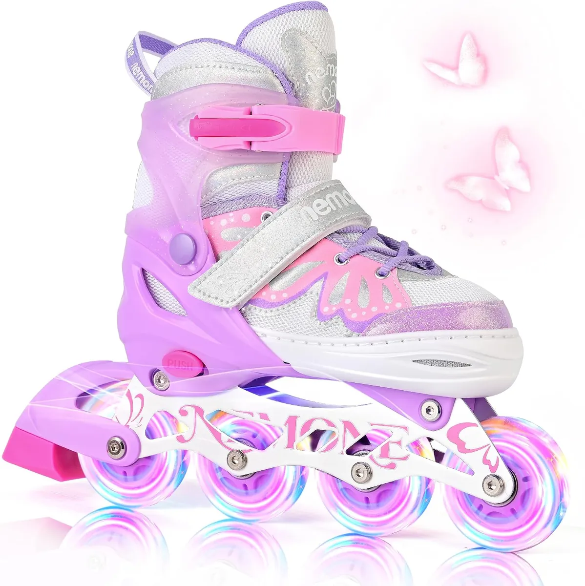Girls Adjustable Light-Up In-Line Skates