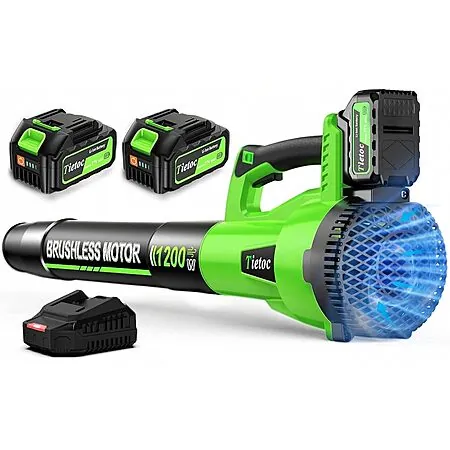 Tietoc 1200W Brushless Leaf Blower w/ 2x 4.0Ah Batteries & 6-Speed Control