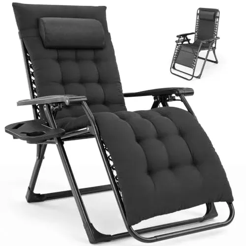 NEWBULIG Zero Gravity Folding Patio Recliner with Cup Holder Trays