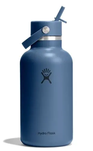 Hydro Flask Insulated Stainless Steel Water Bottle with Wide Straw Lid 64 Oz