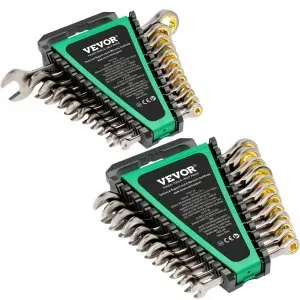 VEVOR 24-Piece Combination Ratcheting Wrench Set (SAE 1/4" to 7/8", Metric 8-19 mm)