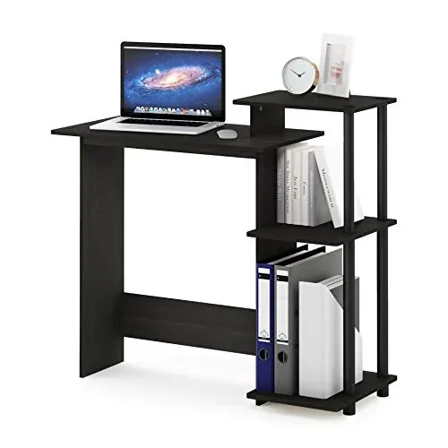 Furinno EFFICIENT 28.6" Wide Gaming Desk with 3 Open Side Shelves