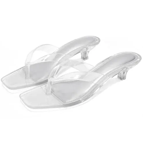 Jelly Thong Kitten Heel Sandals for Women