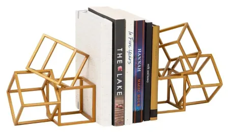 2-Count Mind Reader Geometric Cube Metal Bookends