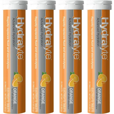 4-Pk 20-Ct Hydralyte Electrolyte Hydration Tablets (Orange)